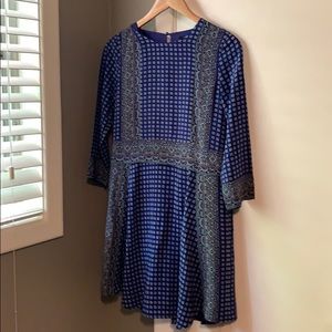 Blue Patterned Madewell Dress